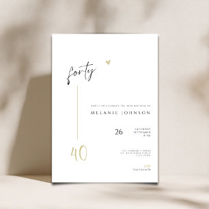 Minimal Handwritten 40th Birthday Party Invitation