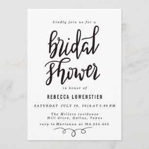 Minimal Handwritten Elegant Bridal Shower Script Invitation