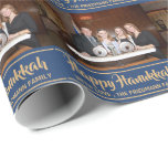 Minimal Happy Hanukkah Family Photo  Wrapping Paper<br><div class="desc">Minimal Happy Hanukkah Family Photo Wrapping Paper  features family photo template & a stylish typography .A perfect personalised design for Hanukkah. Please click on personalise button to customise it with your own family name & photos.</div>