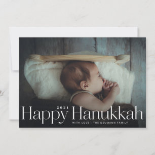 Minimal Happy Hanukkah Holiday Photo Card