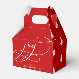 Minimal Happy Holidays Red White Joy Christmas Favour Box