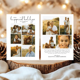 Minimal Happy Holidays Script Family 10 Photos Holiday Card