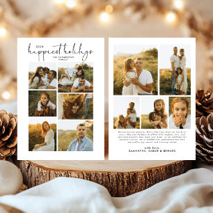 Minimal Happy Holidays Script Family 11 Photos Holiday Card