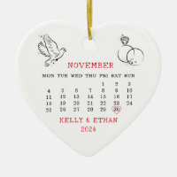 Minimal Heart Calendar Fall Wedding 2024
