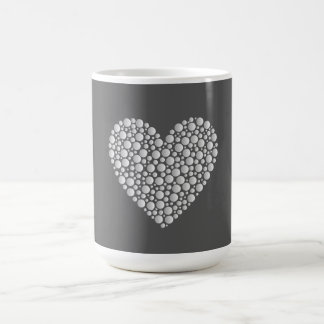 Minimal Heart Circles – White Gradient on Dark  Coffee Mug