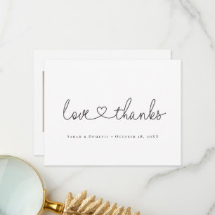 Minimal Heart Script Custom photo Love and Thanks Thank You Card
