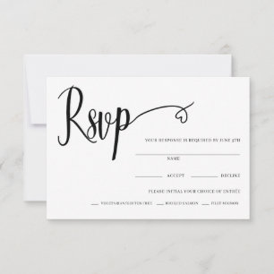 Minimal Heart Script Wedding Rsvp Card