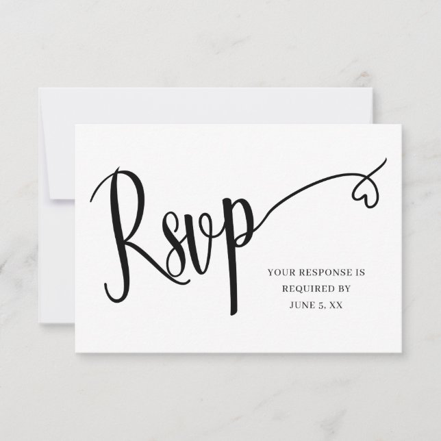 Minimal Heart Script Wedding Rsvp Card (Front)