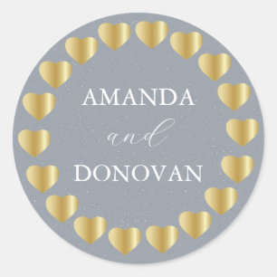 Minimal Hearts Dusty Blue Wedding Envelope Seal