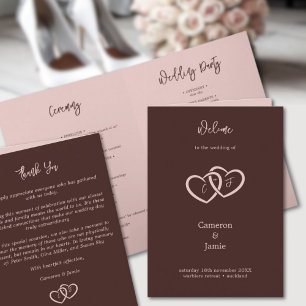Minimal Hearts Entwined Wedding Ceremony Card