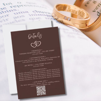 Minimal Hearts QR Code Wedding Details Enclosure Card