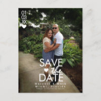 Minimal Hearts Save The Dates Photo Postcard