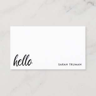 Minimal Hello Modern Heart Clean Simple White Business Card