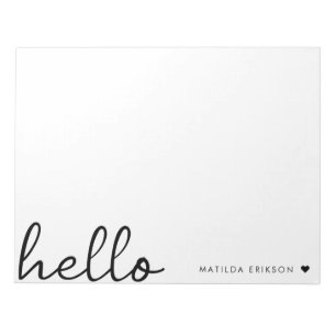 Minimal Hello   Modern Heart Clean Simple White Notepad