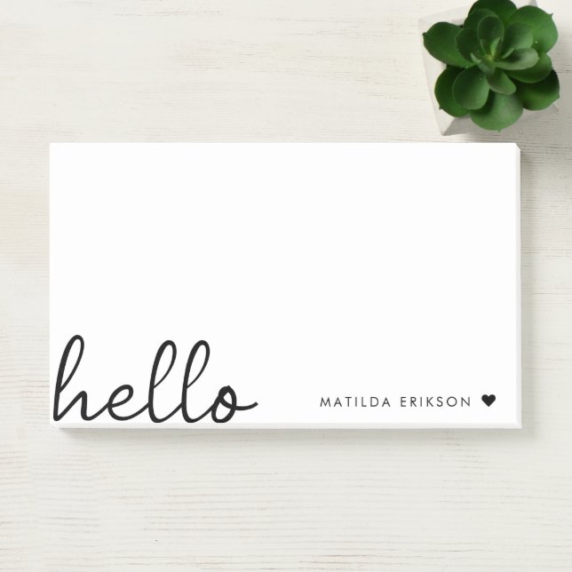 Minimal Hello | Modern Heart Clean Simple White Post-it Notes (Office)