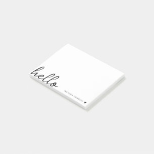Minimal Hello   Modern Heart Clean Simple White Post-it Notes