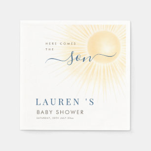 Minimal Here Comes The Son Boy Baby Shower Party Napkin