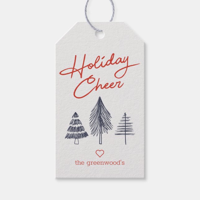 Minimal Holiday Cheer  Gift Tags (Front)