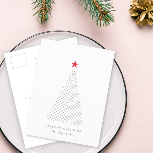 Minimal Holiday Postcard | Simple Christmas Tree (Share festive Scandi charm with a modern minimalist Christmas Tree postcard by Guava)