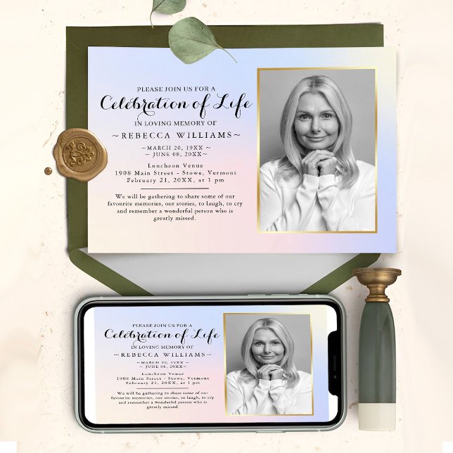 Minimal Holographic Celebration of life Invitation (Creator Uploaded)
