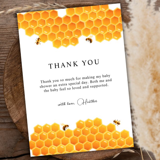 Minimal Honey Bumblebee Boy Baby Shower  Thank You Card (Minimal Honey Bumblebee Boy Baby Shower Thank You Card)