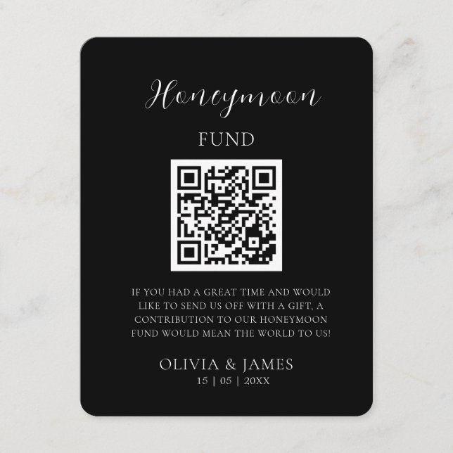 Minimal Honeymoon Fund Request QR Code Card (Front)