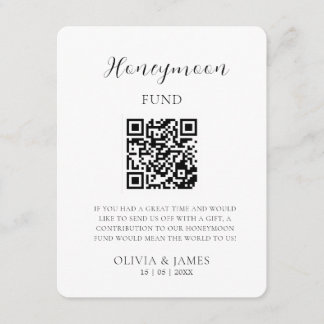 Minimal Honeymoon Fund Request QR Code Card