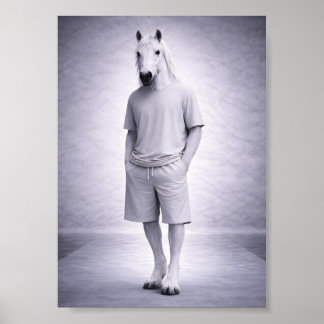 Minimal Horse in Casual Modern Outfit Poster