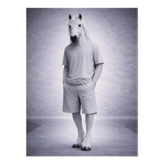 Minimal Horse in Casual Modern Outfit Poster