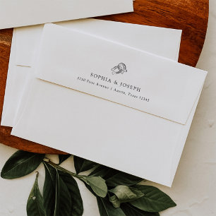 Minimal Horseshoe Rustic Black and White Wedding Envelope