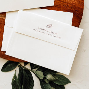 Minimal Horseshoe   Rustic Brown and White Wedding Envelope