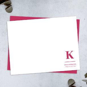 Minimal Hot Pink Modern Typographic Monogram Card