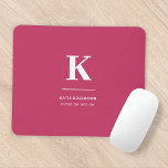 Minimal Hot Pink Modern Typographic Monogram Mouse Pad<br><div class="desc">A minimalist vertical design in an elegant style with a hot pink feature colour and large typographic initial monogram. The text can easily be customised for a design as unique as you are!</div>