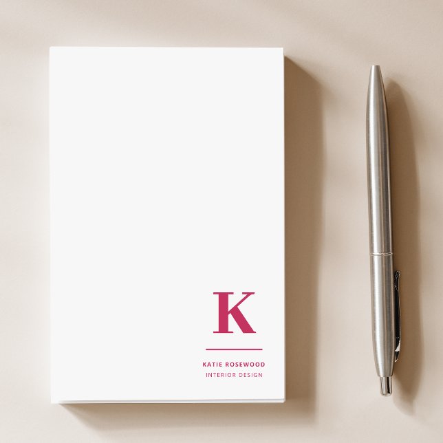 Minimal Hot Pink Modern Typographic Monogram Post-it Notes (Creator Uploaded)