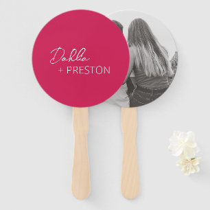 Minimal Hot Pink Modern Wedding Hand Fan