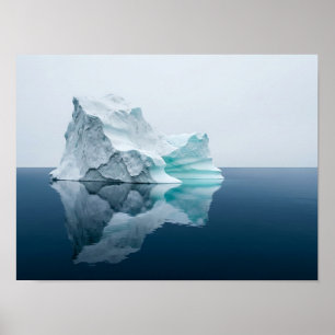 Minimal Iceberg Calm Ocean Nature Poster