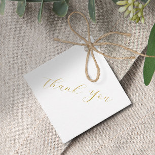 Minimal Imitation Gold Script Wedding Thank You Favour Tags