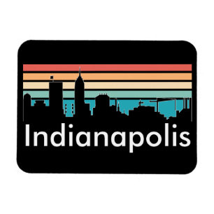 Minimal Indianapolis Indiana Sunset Skyline  Magnet