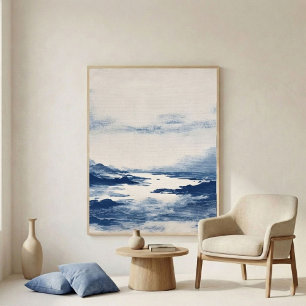 Minimal Indigo Abstract Landscape Wall Art