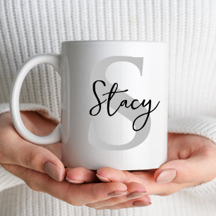 Minimal Initial Letter Monogram Christmas Gifts Mug