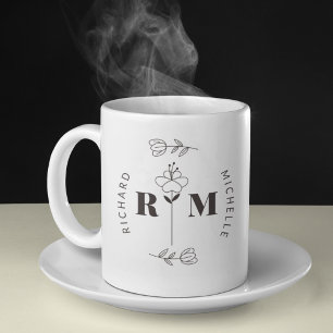 Minimal Initial Letter Monogram Name Couple Coffee Mug