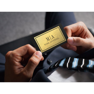 Minimal Initial Logo Card – Black & Gold