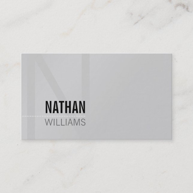 MINIMAL initial simple modern cool black grey Business Card (Front)