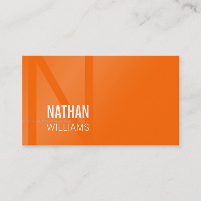 MINIMAL initial simple modern cool bright orange Business Card (Front)