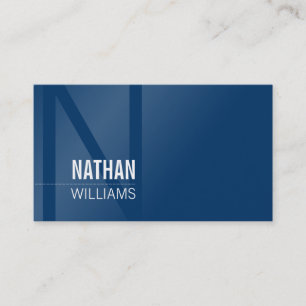 MINIMAL initial simple modern cool dark royal blue Business Card
