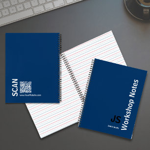 Minimal Initials Black Blue White Workshop Notebook