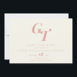 Minimal Initials | Modern Chic Peach Coral Wedding Save The Date<br><div class="desc">Celebrate your wedding with this minimalist,  modern wedding save the date design in coral peach and ivory tones,  featuring your personalised initials in a typography based design. See the whole collection under " Minimal Initials".</div>