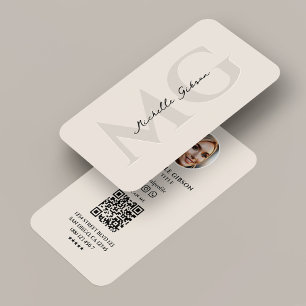 Minimal Initials Professional Marketing Sand Photo Business Card
