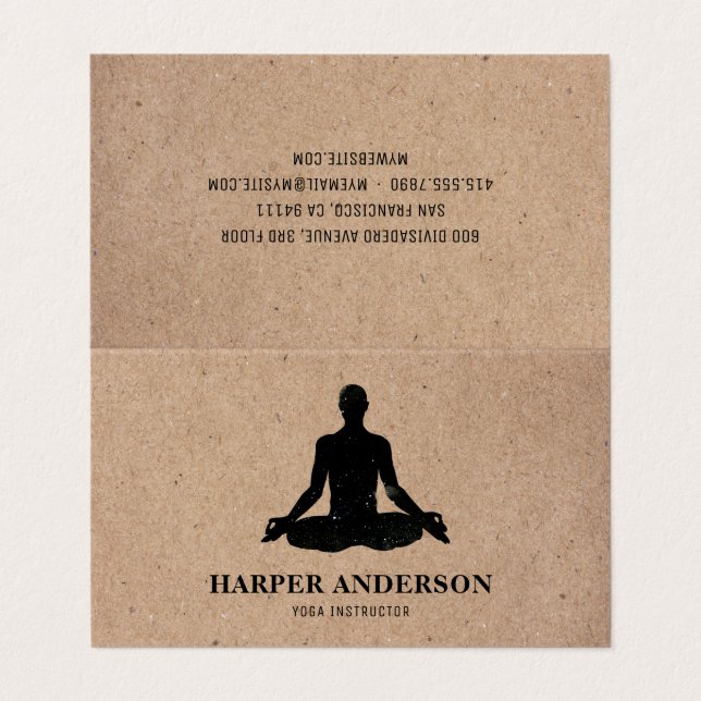 Minimal Inspiration Yoga Instructor Professional  Business Card (Outside Unfolded)