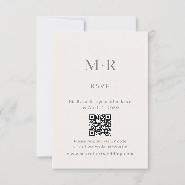 Minimal Intimate Wedding RSVP Card with QR Code (Front)